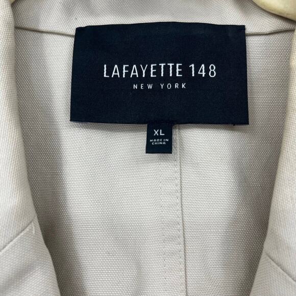 LAFAYETTE 148 NEW YORK One Button Blazer Jacket Beige Pockets Lightweight Sz XL - Picture 10 of 12
